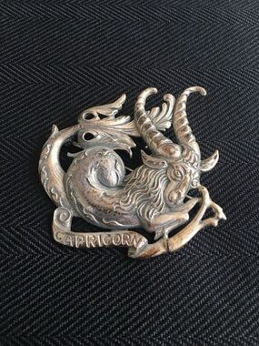 Vintage Sterling Silver Capricorn Brooch by Guglielmo Cini Zodiac Astrology 17.5